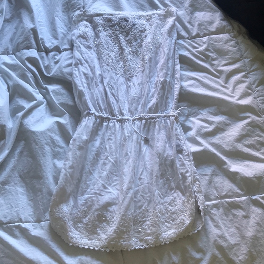 White beach cover up dress